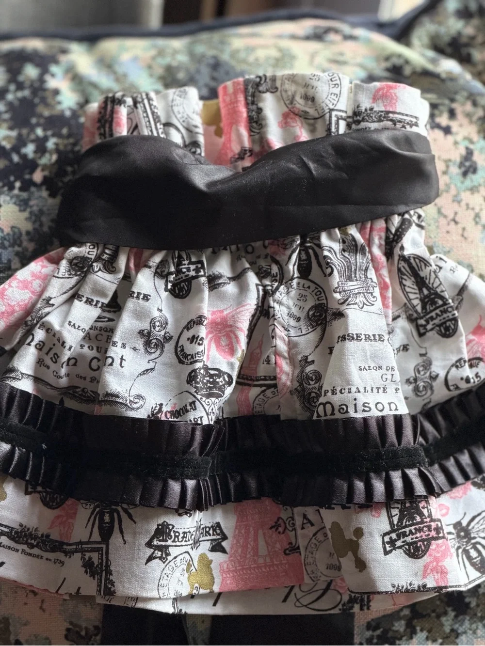 Black Bow Accent Printed Skirt